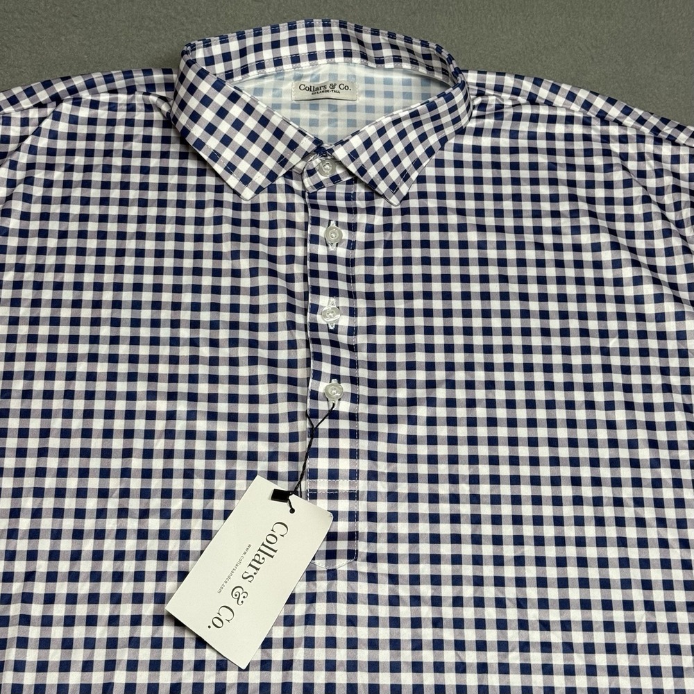 Collars and Co Dress Collar Polo Shirt Mens XXL 2XLT Tall Pink Blue White NEW